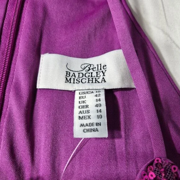 Belle Badgley Mischka Women's Dress Size 10 Sequin Dress Evening Pink Fucsia (47 - Picture 8 of 10